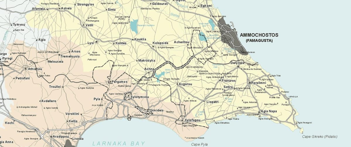 Kaart van ayia napa Ciprus