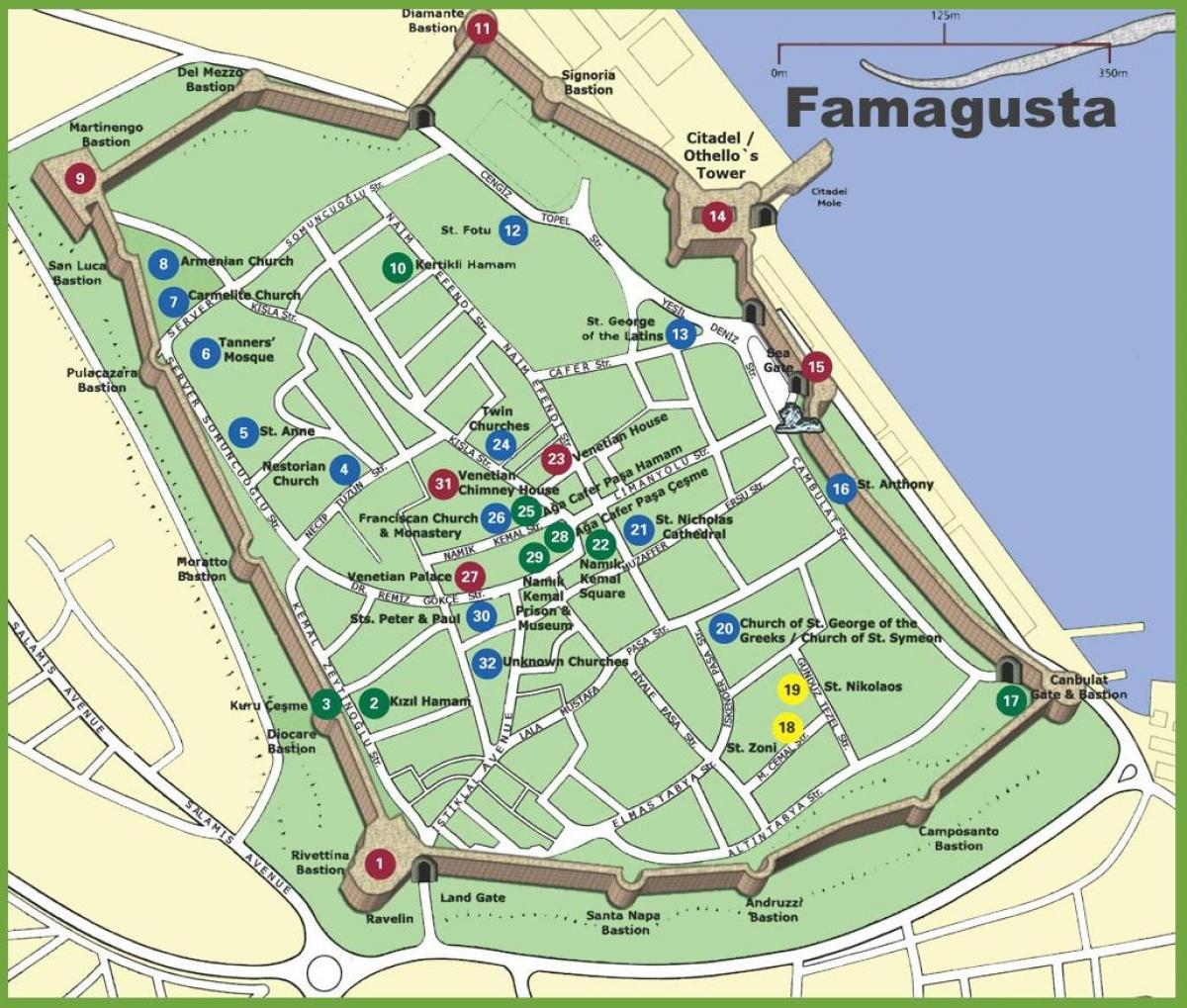 kaart van famagusta noord-Ciprus